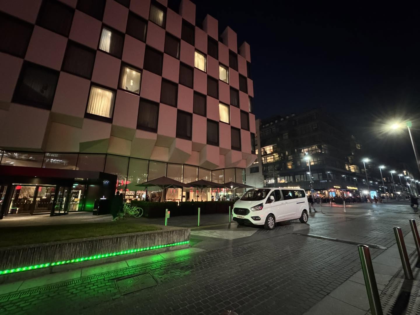 NI Airport Transfers Ford Tourneo on a private night-time airport transfer